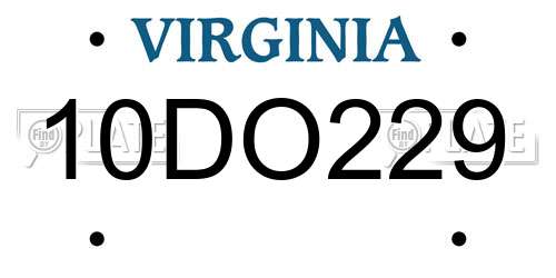 10DO229 Virginia License Plate