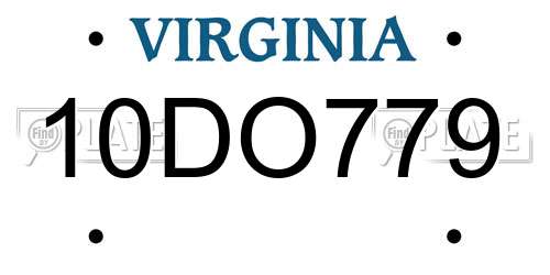10DO779 Virginia License Plate