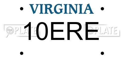 10ERE Virginia License Plate