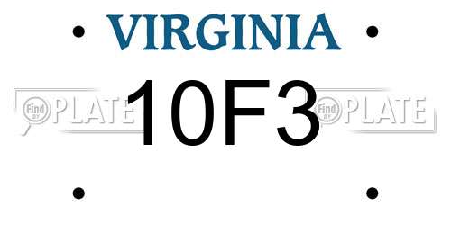 10F3 Virginia License Plate