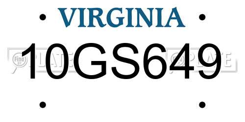 10GS649 Virginia License Plate