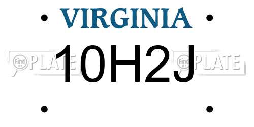 10H2J Virginia License Plate