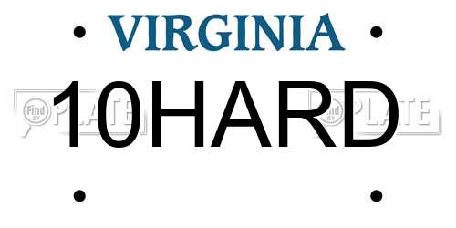 10HARD Virginia License Plate