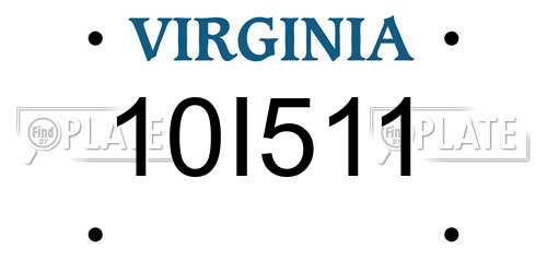 10I511 Virginia License Plate