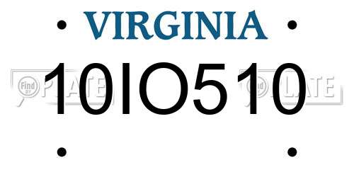 10IO510 Virginia License Plate