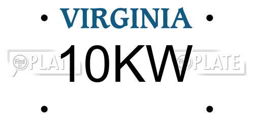 10KW Virginia License Plate