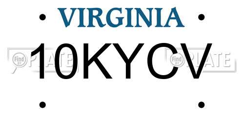 10KYCV Virginia License Plate