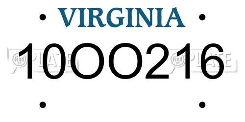 10OO216 Virginia License Plate