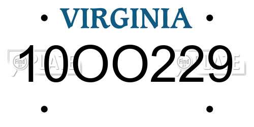 10OO229 Virginia License Plate