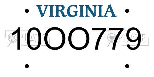 10OO779 Virginia License Plate