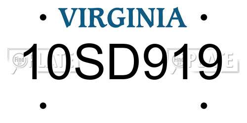 10SD919 Virginia License Plate