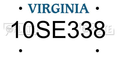 10SE338 Virginia License Plate