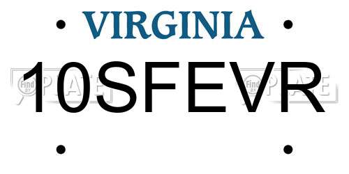 10SFEVR Virginia License Plate