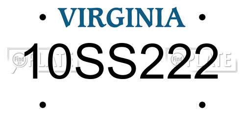 10SS222 Virginia License Plate