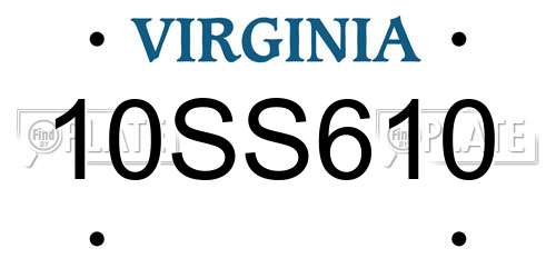10SS610 Virginia License Plate