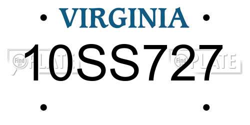 10SS727 Virginia License Plate