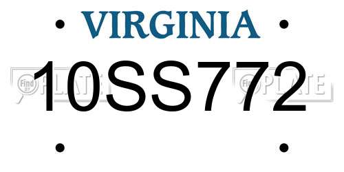 10SS772 Virginia License Plate