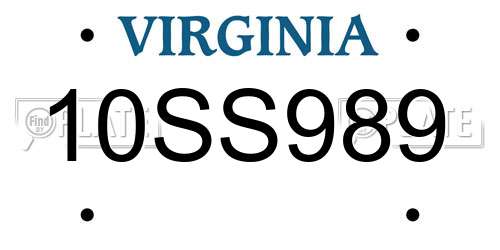 10SS989 Virginia License Plate