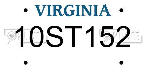 10ST152 Virginia License Plate