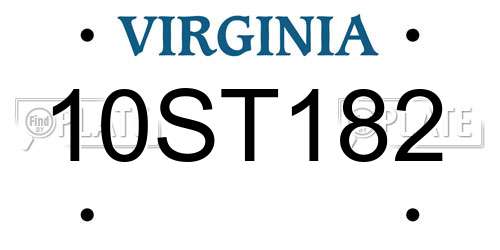10ST182 Virginia License Plate