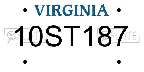 10ST187 Virginia License Plate