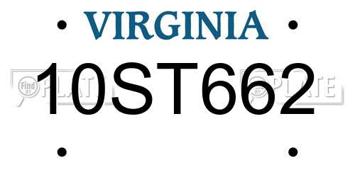 10ST662 Virginia License Plate