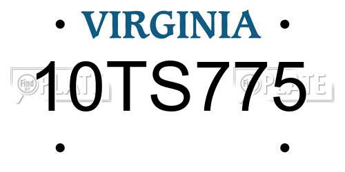 10TS775 Virginia License Plate