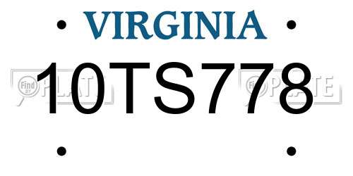 10TS778 Virginia License Plate