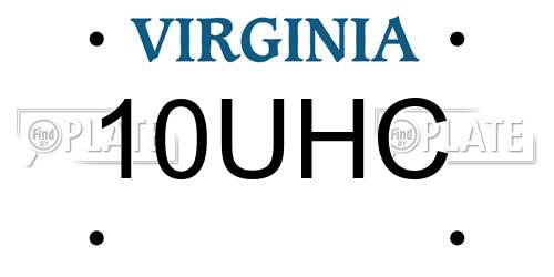 10UHC Virginia License Plate