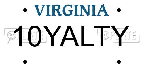 10YALTY Virginia License Plate