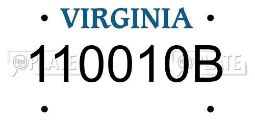 110010B Virginia License Plate