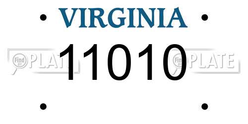11010 Virginia License Plate