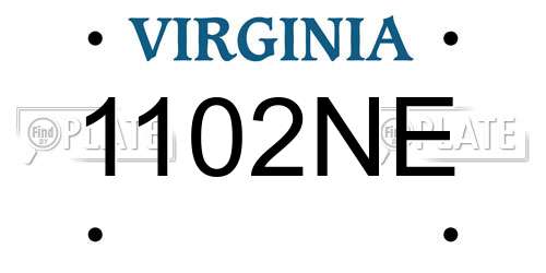 1102NE Virginia License Plate