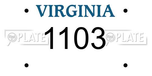 1103 Virginia License Plate