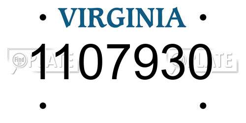 1107930 Virginia License Plate