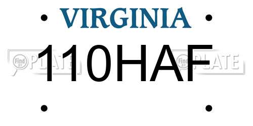 110HAF Virginia License Plate