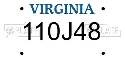 110J48 Virginia License Plate