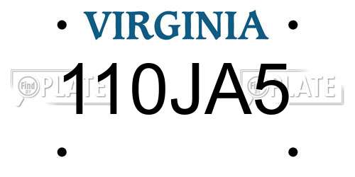 110JA5 Virginia License Plate