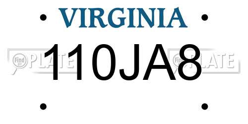 110JA8 Virginia License Plate
