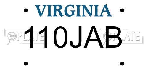 110JAB Virginia License Plate