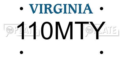 110MTY Virginia License Plate