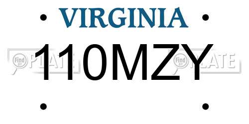 110MZY Virginia License Plate