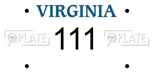 111 Virginia License Plate