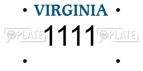1111 Virginia License Plate