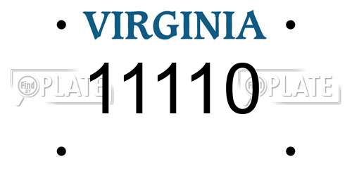 11110 Virginia License Plate
