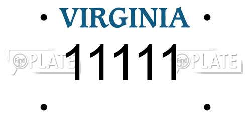11111 Virginia License Plate