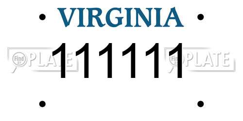 111111 Virginia License Plate