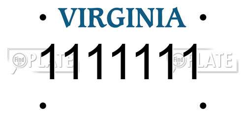 1111111 Virginia License Plate