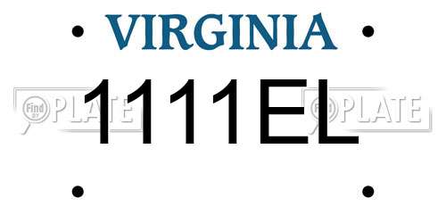 1111EL Virginia License Plate