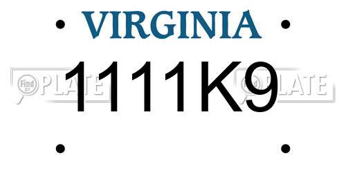 1111K9 Virginia License Plate
